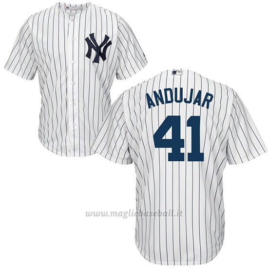 Maglia Baseball Uomo New York Yankees Miguel Andujar Bianco Blu Home